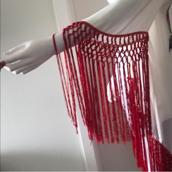 Lisa Maree fringe kimono kaftan pheonix vortex rave burning man gypsy cover up - Picture 3 of 3